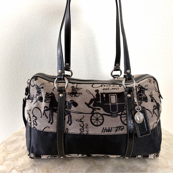 Coach Handbags - Authentic Coach Canvas & Leather Shoulder Bag